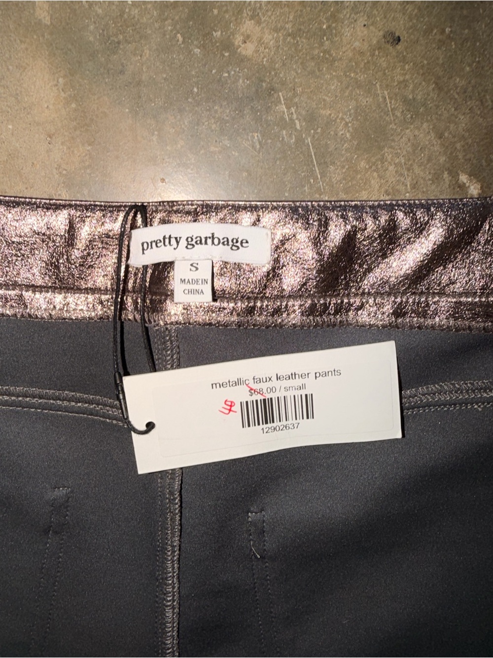 NWT Pretty Garbage Metallic Faux Leather Straight Leg Pants Rose Bronze S - Picture 3 of 12